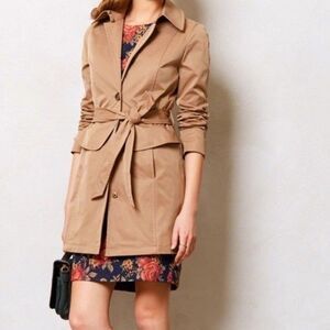 Plenty By Tracy Reese Coat Womens Small Brown Trench Belted Lined Twill Classic